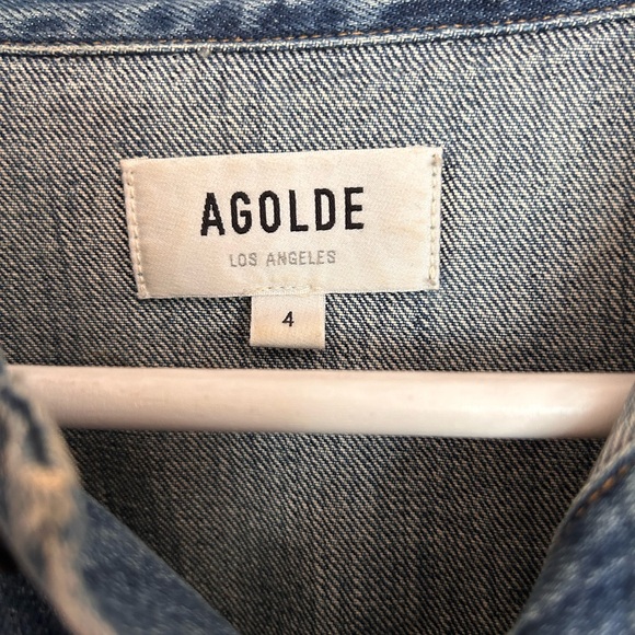 Agolde Blue Denim Button-Front Mini Dress - Picture 3 of 5